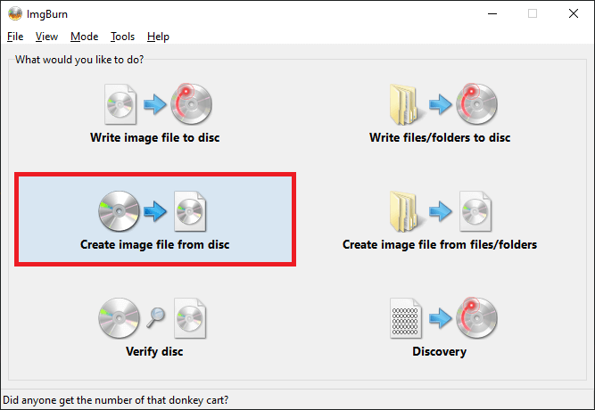 Read the disc with &quot;Creating image file from disc&quot;